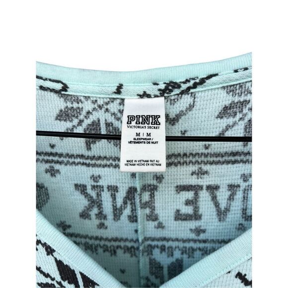 Victoria Secret PINK Logo Hearts Snowflake blue One piece Size medium butt flap - Picture 4 of 7